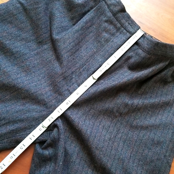 Vintage GREGOR 100% Wool Trousers High Rise Chocolate Herringbone 10 - Picture 3 of 6